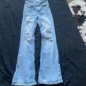 Rue21 Light Blue Distressed Flare Jeans